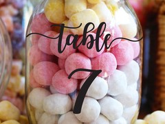 Wedding Table Number Decal Sticker for Bottle, Jar, Glass, Frame etc. Sold Each