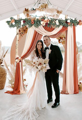 3 Panel Wedding Arch Draping Fabric 29.5″ X18Ft Pearl Fabric Drapes Wedding Shee
