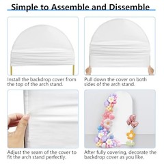 Arch Backdrop Cover Set 2 Sided Stretchy Spandex Fitted 7.2 ft, 6 ft White
