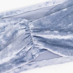 PREMIUM DUSTY BLUE 5 Velvet Ruffled STRETCHABLE CHAIR SASHES Wedding Party Home
