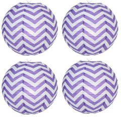 SET of 4 Japanese Chinese 14″ Round Home Party Purple Chevron Paper Lantern