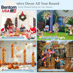 Wedding Arch Backdrop Stand, 6FT, 5FT, 4FT Set of 3 Metal Gold Balloon Arch Kit