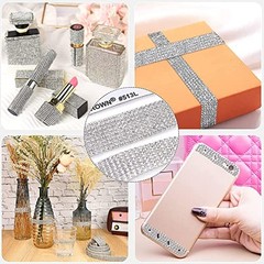 6 Rolls Self-Adhesive Rhinestone Ribbon Crystal Diamond Bling Ribbon DIY White