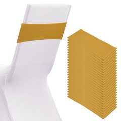 25 Pcs Spandex Chair Sashes Bows with Slider Buckle, Old Gold