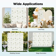 Flower Wall Panel Floral Backdrop, 12 Pcs Flower Wall Decor, 15 * 15in Rose Wall