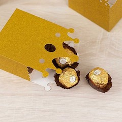 20 Gold Glitter Princess Crown Paper Favor Boxes Party Events Home Decorations