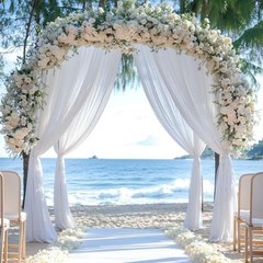 Wedding Arch Draping 28″ width x 19Ft length（1 Panel） White Drapes Curtain