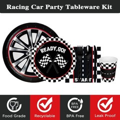 175 Pcs Race Car Birthday Party Decorations Racing Checkered Set Includes Pla…