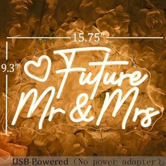 Neon Sign LED Wedding Decor Mr Mrs Wall Hanging Light USB Powered Warm White