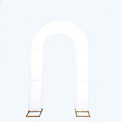 8ft WHITE Fitted Spandex Open Arch Double Sided Backdrop STAND COVER Party Event