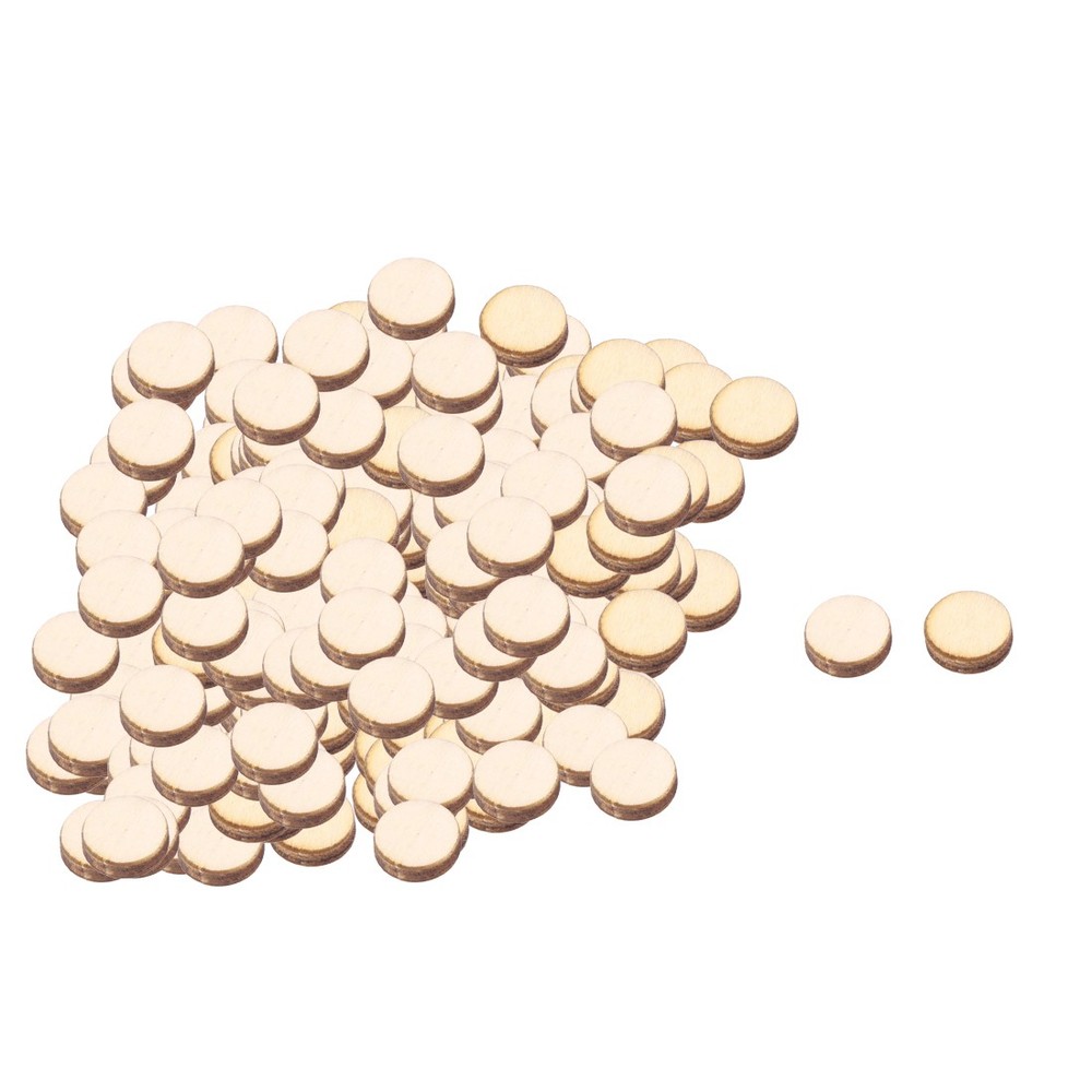Wooden Slices Round Shape DIY Gift Craft Decor Accessories Beige 100pcs