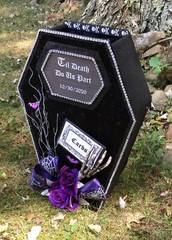 Halloween Wedding card box,coffin,black,gothic,fabric,custom,personalized,purple