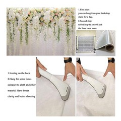 White Rose Floral Theme Photography Backdrops Bridal Shower 7×5 ft,