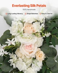 Artificial Wedding Arch Flowers Kit White With 2 Pcs Flowers 2 Pcs Drapes
