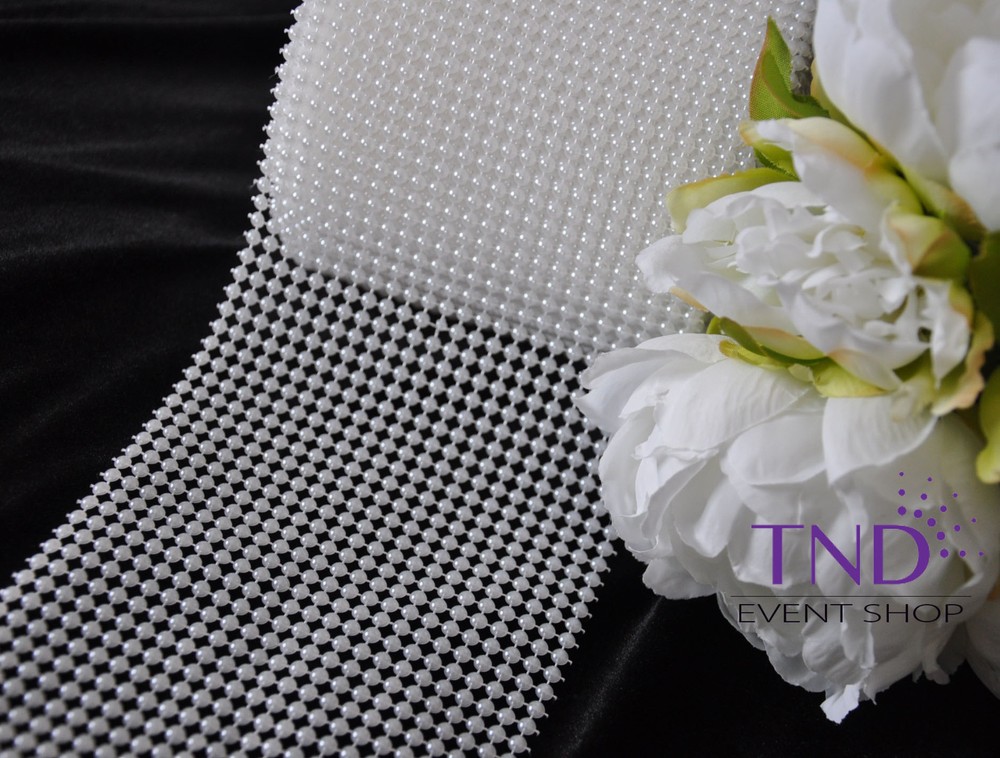 4MM PEARL MESH WRAP ROLL FLAT BACK PEARL TRIMMING RIBBON – 24 ROWS