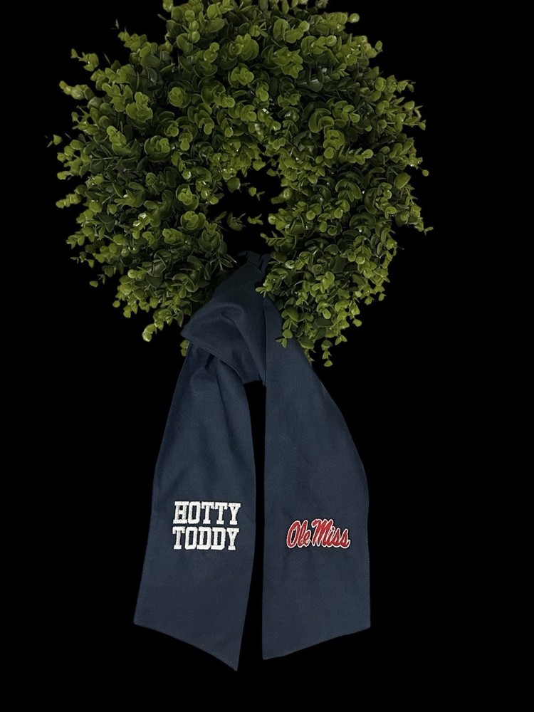 Ole Miss Hotty Toddy Cotton Wreath Sash (2 Logos) 24k Stitch