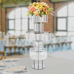 Modern 5 Tier Silver Iron Acrylic Crystal Flower Stand 43.3in Free Standing Rack