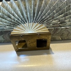 Vtg CBK LTD 1988 Paper Decorative Fan Brass Base Green Paisley Print 24×13 in