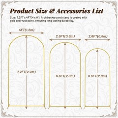 7.2FT, 6.6FT, 6FT Arch Backdrop Stand for Wedding Ceremony Birthday Party Garden