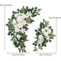 BMQDSM Wedding Arch Flowers Artificial Floral Swag Set White Green 2PCS
