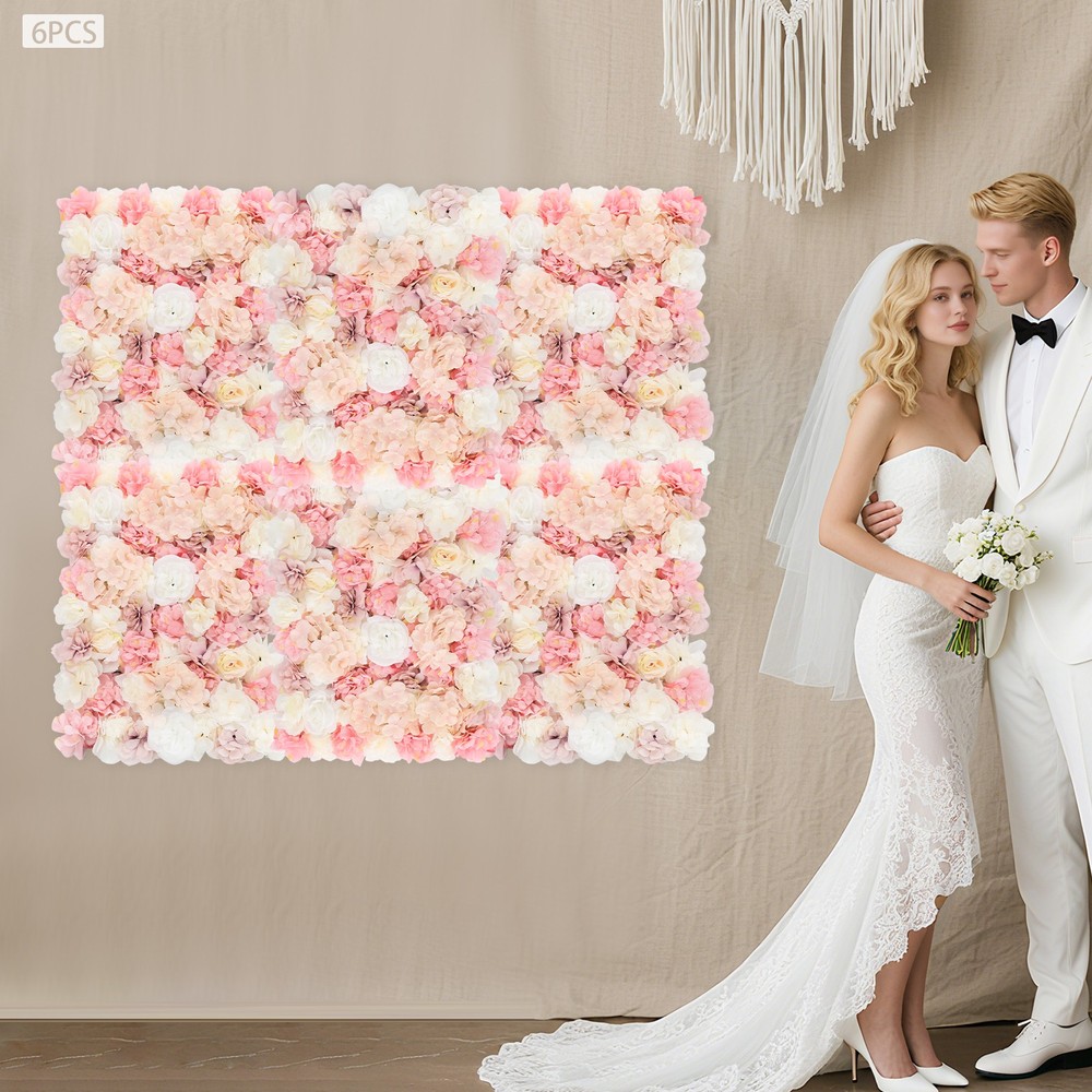 6X Artificial Silk Flower Wall Panel Venue Background Floral For Wedding Party