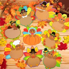 54 Pcs Thanksgiving Turkey Cut-Outs Double Printed Fall Paper Decor for Thank…