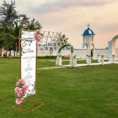 4.9ft Wedding Sign Stand Metal Gold Poster Display Stand Wedding Welcome Stand