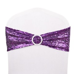 10-100Pcs Stretch Sequin Wedding Chair Bands with Buckle Slider Sashes Bow Decor