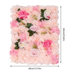 6PCS Pink Artificial Flower Panel Wedding Party Background Floral Decor Wall