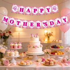 Mother’s Day Decorations, Happy Mother’s Day Banner for Party, Pre-Strung Ban…