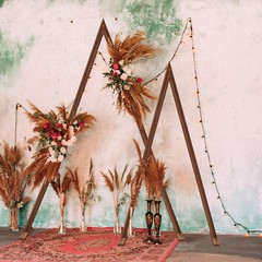 2 Pack Rustic Wedding Arch Triangle Arbor Backdrop Party Stand 8.2ft 9.8ft Wood