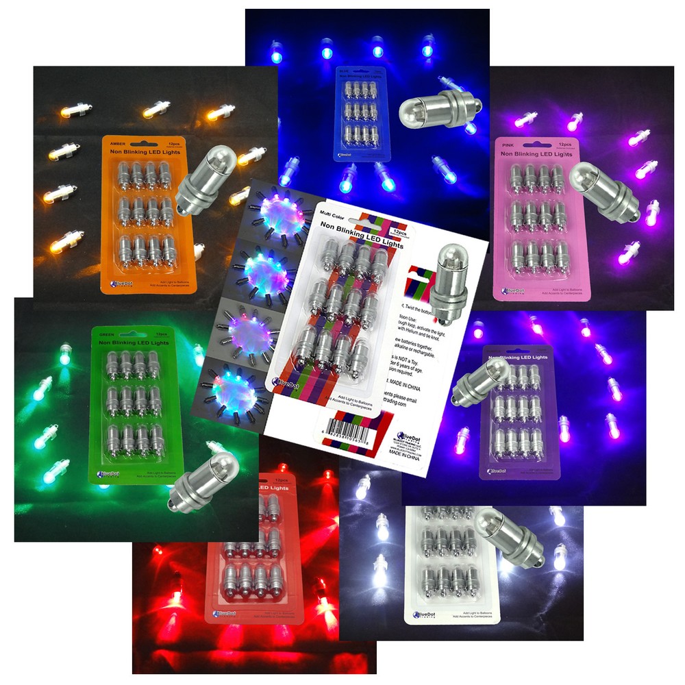 12 Amber Blue Green Mini Waterproof Balloon LED Bulb Decor Party Wedding Light
