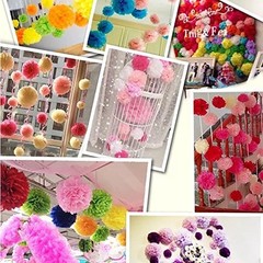Paper Pom Poms Color Tissue Flowers Hanging Paper Fans Celebration Wedding