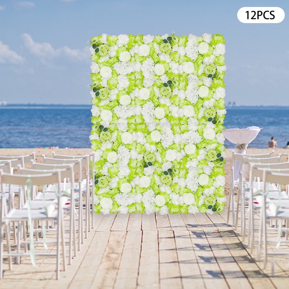 12-Piece Silk Artificial Flower Wall Panels 15 × 15 in Floral Backdrop