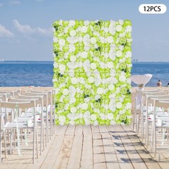 12-Piece Silk Artificial Flower Wall Panels 15 × 15 in Floral Backdrop
