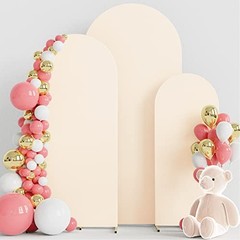 Set of 3 Wedding Arch Cover Spandex Fitted Wedding Arch 4FT, 5FT, 6FT Beige