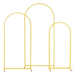 3-Piece Gold Arch Backdrop Stand Set: 6ft/5ft/4ft Metal Wedding Party Decor