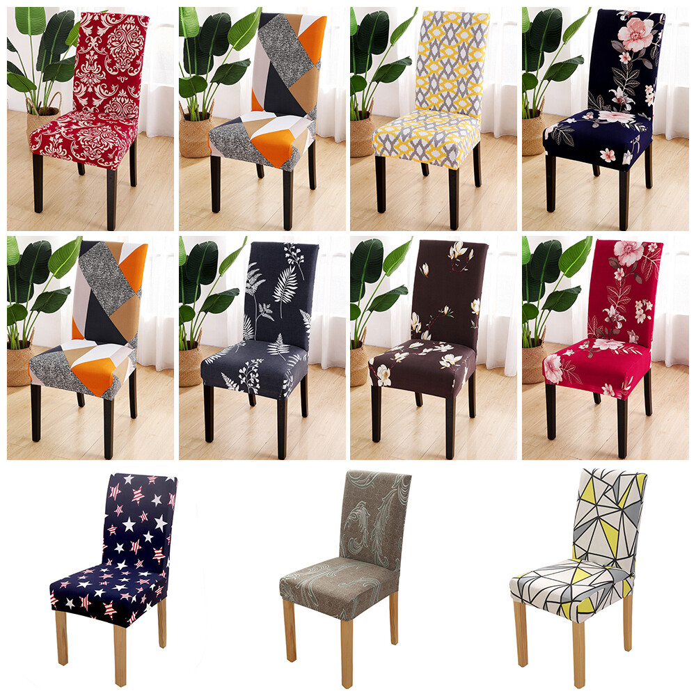 1/4/6pcs Stretch Printed Chair Cover Dining Seat Cover Room Slipcover Home Decor