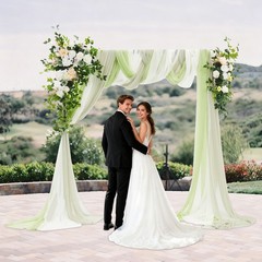 Wedding Arch Draping Fabric 26.2 x 2.5FT Green Rose Artificial Flower Decor