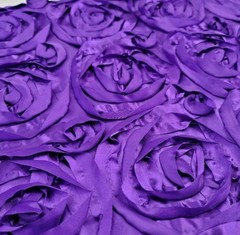 ROSETTE SATIN CHAIR CAPS SQUARE TOP GRANDIOSE Purple Ribbon – LOT OF 10