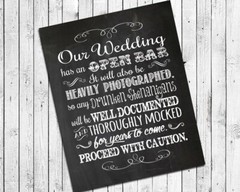 Wedding Decor OPEN BAR Print, Rustic Look Humorous 8×10 CARDSTOCK Print No Frame