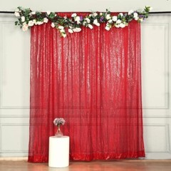 RED 8 ft x 8 ft Sequined Backdrop Curtain Wedding Party PhotoBooth Decorations