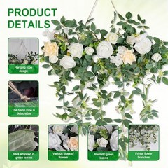 Wedding Arch Flowers，Floral Decor Hanging Artificial Flowers for White