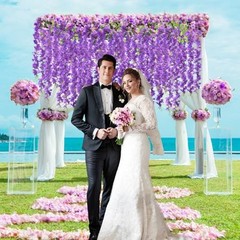 12 PCS Wisteria Hanging Flowers, 3.6ft Fake Vines 12 Pack Light Purple
