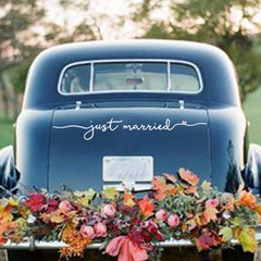 Just Married Vinyl Decal – 28X4 Inch Wedding Car Window Sticker, Elegant Removab