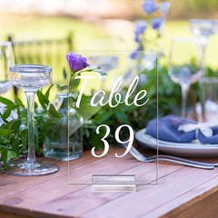 Tuanse 40 Pack White 4 x 6 Inch Acrylic Wedding Table Number 1-40 Clear