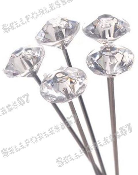 100 CLEAR CRYSTAL RHINESTONE WEDDING BOUQUET CAKE PINS JEWELS PICKS GEMS BLING