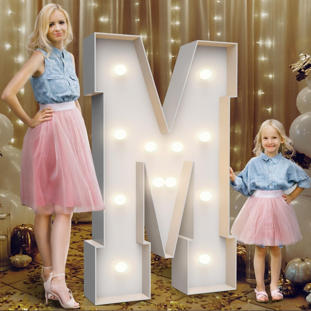 4FT Marquee Light Up Letters M,Party Decoration Large Marquee Light Up Letter…