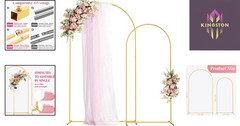 Gold Metal Arched Backdrop Stand Set for Weddings, Birthdays, and Celebrations