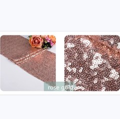 rose gold sequin chair bands + rose gold table runners wedding party decoration